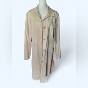 Vintage Talbots Womens Cream Collar Preppy Trench Raincoat Coat Large